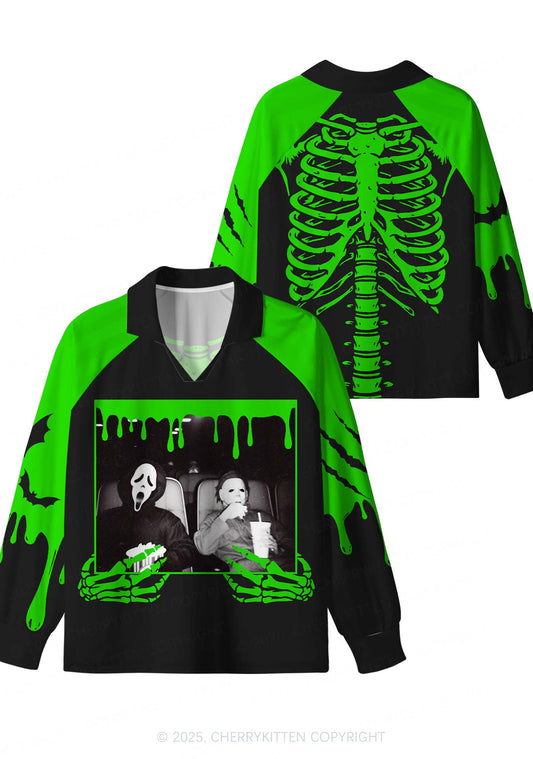 Halloween Watching Movie Y2K Sport Long Sleeve Jersey Shirts Cherrykitten