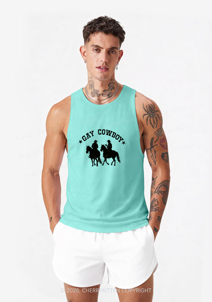 Gay Cowboy Pride Y2K Men Racerback Tank Top Cherrykitten