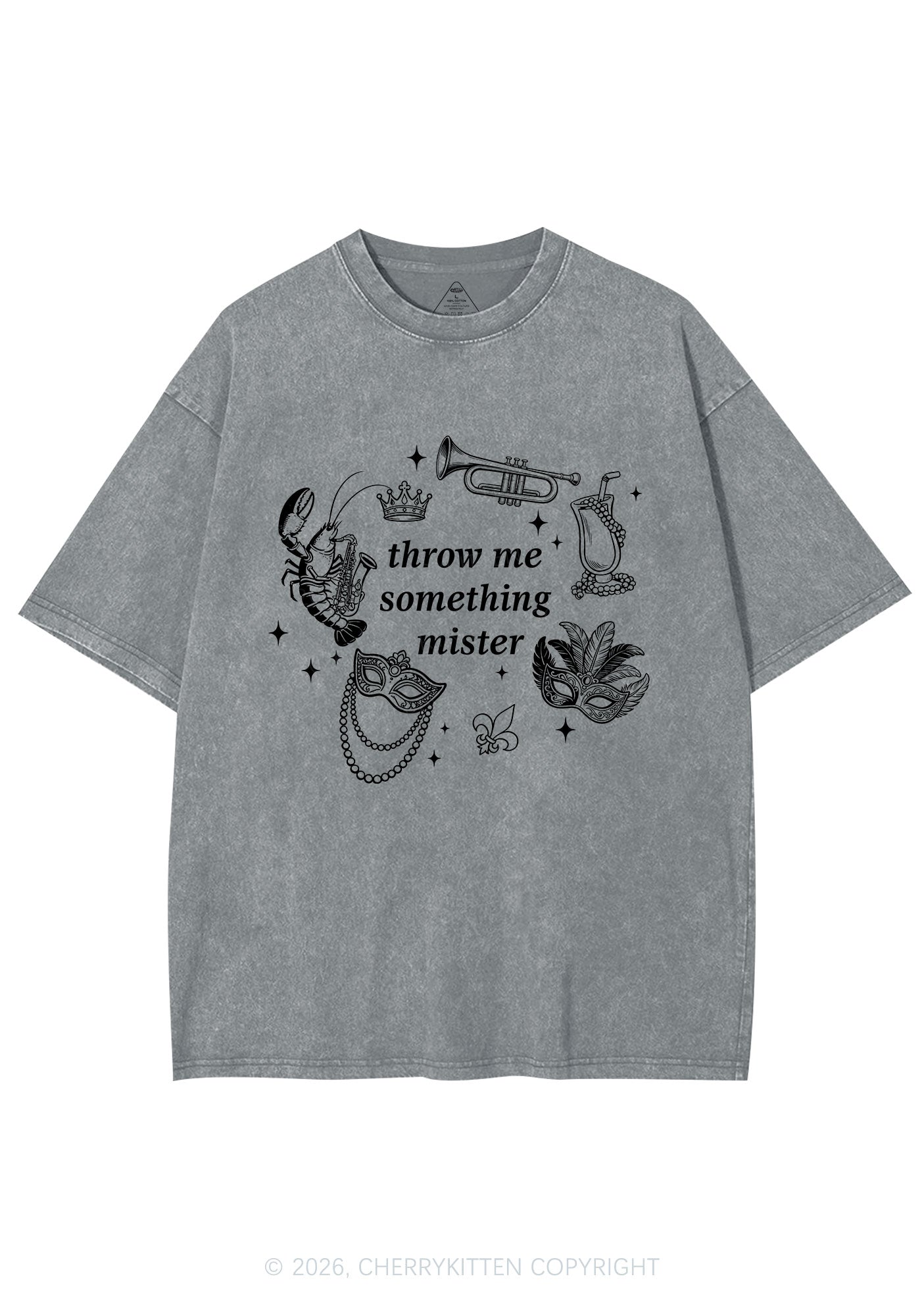 Throw Me Something Mister Y2K Shirts Washed Tee Cherrykitten
