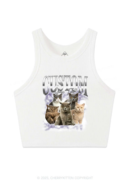 Custom Neon Lightning Cat Photo Y2K Crop Tank Top Cherrykitten