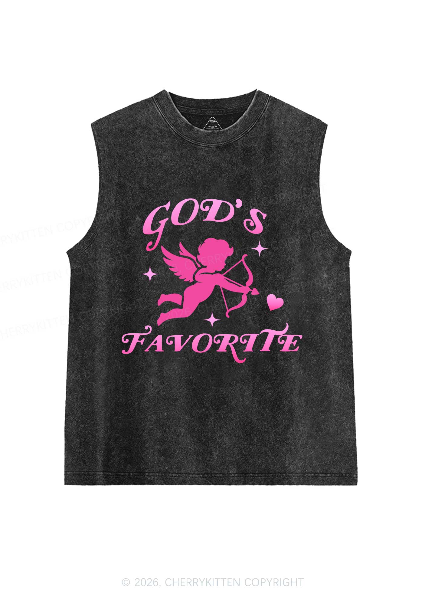 Gods Favorite Cupid Valentine's Day Y2K Washed Muscle Tank Cherrykitten