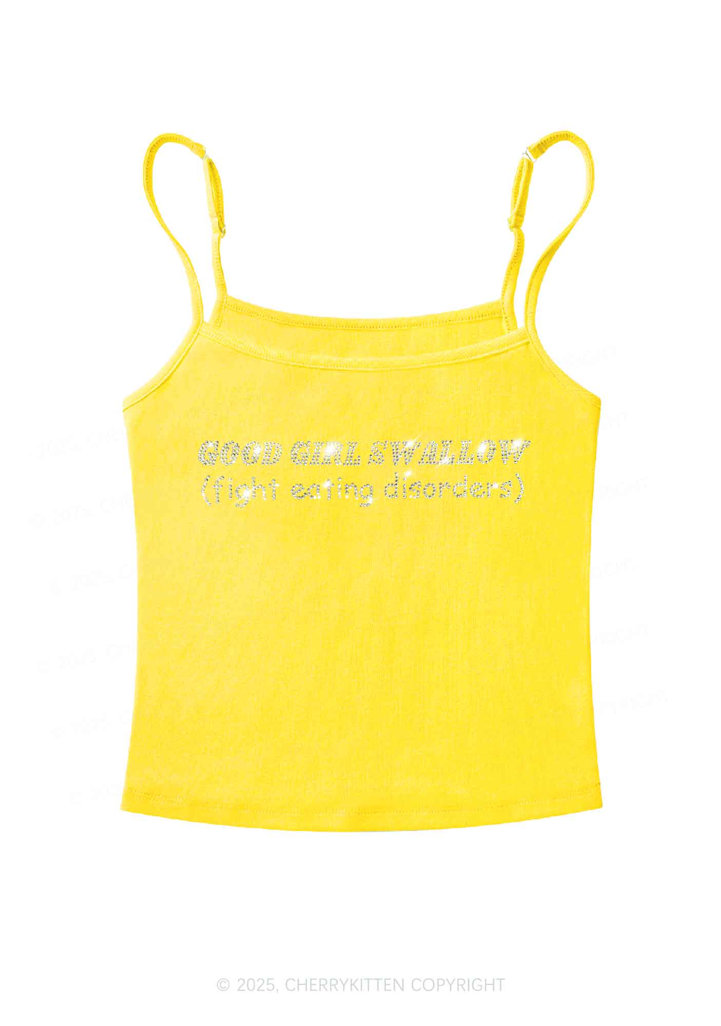 Rhinestone Good Girls Swallow Y2K Spaghetti Strap Cami Cherrykitten