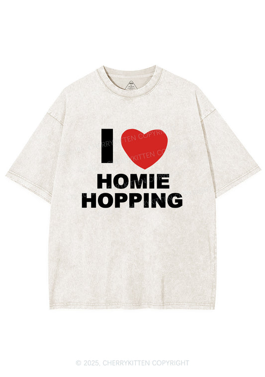 I Love Homie Hopping Y2K Shirts Washed Tee Cherrykitten