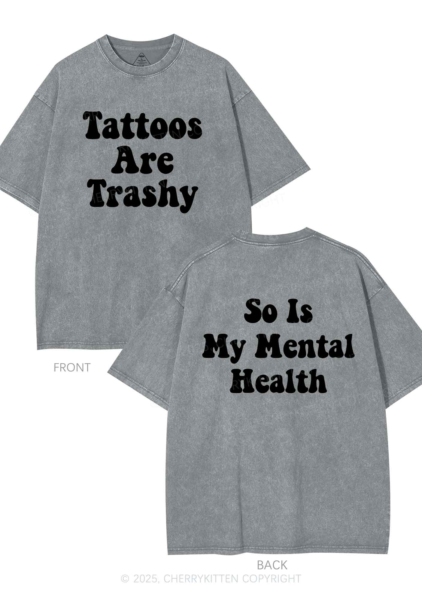 Tattoos Trashy Two Sides Y2K Shirts Washed Tee Cherrykitten