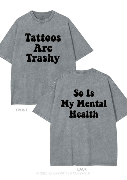 Tattoos Trashy Two Sides Y2K Shirts Washed Tee Cherrykitten