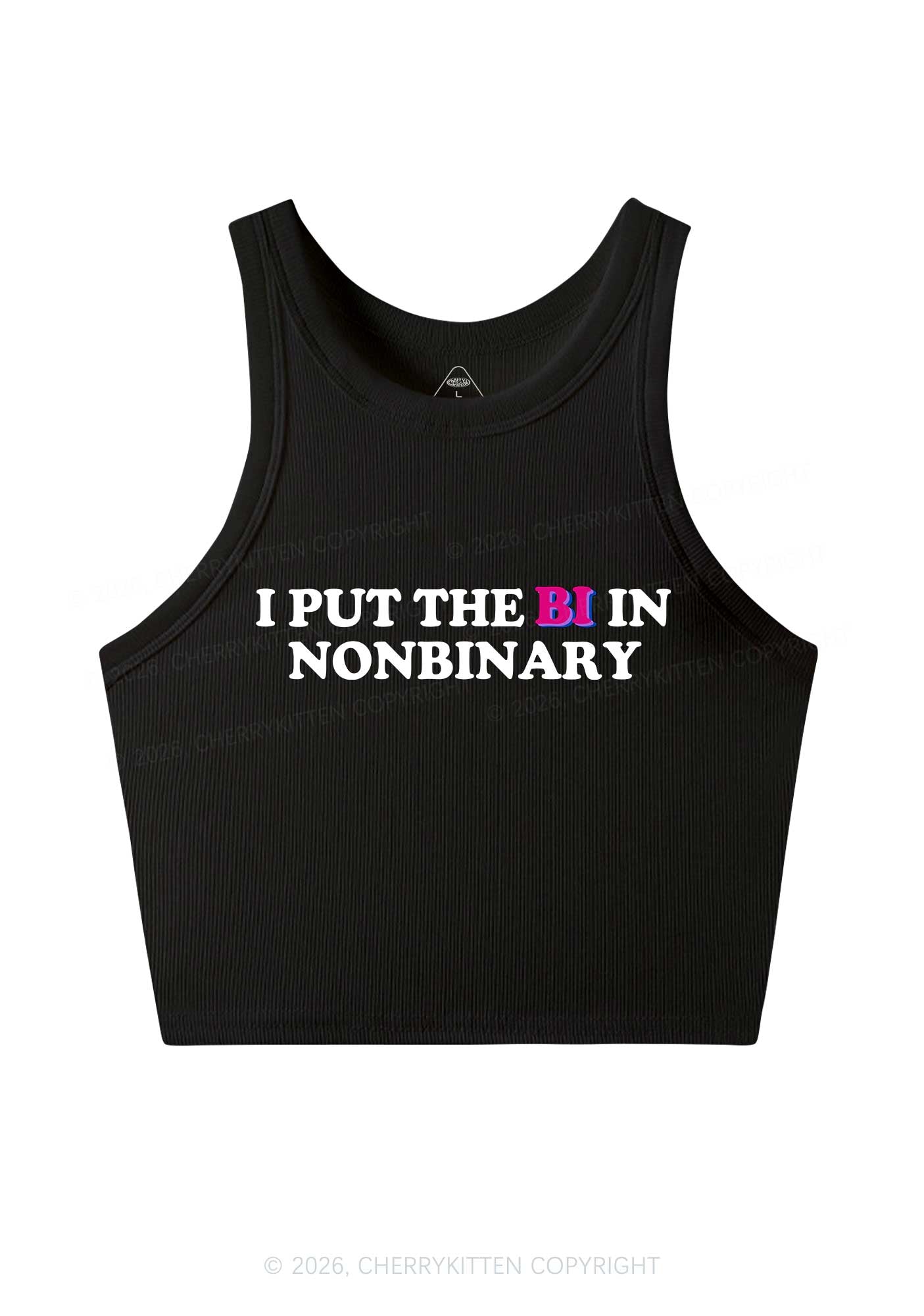 I Put The Bi In Nonbinary Pride Y2K Crop Tank Top Cherrykitten