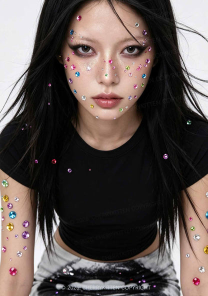 1pc Colored Star Rhinestones Y2K Face Sticker Cherrykitten