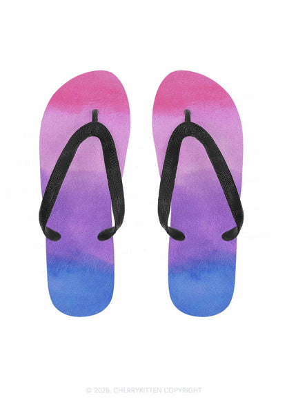 Bisexual Tie Dye Pride Y2K Print Flip Flops Cherrykitten