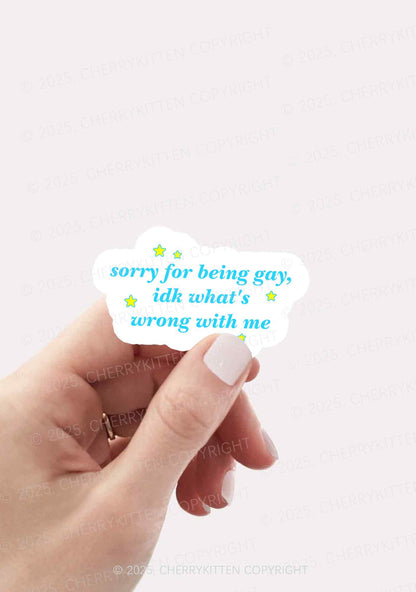 Sorry For Being Gay Pride 1Pc Y2K Sticker Cherrykitten