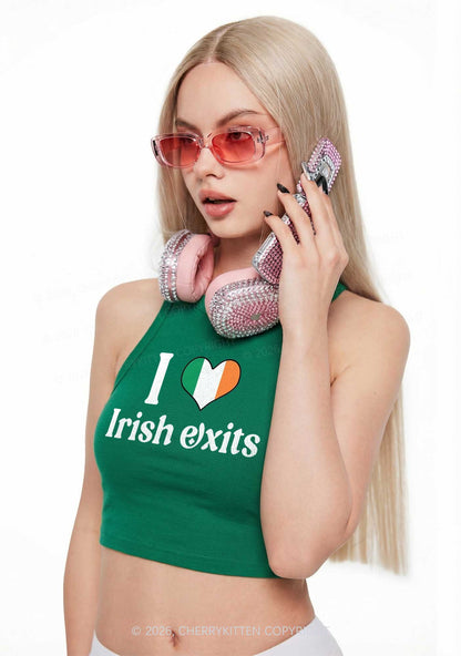 I Love Irish Exits St Patricks Y2K Crop Tank Top Cherrykitten