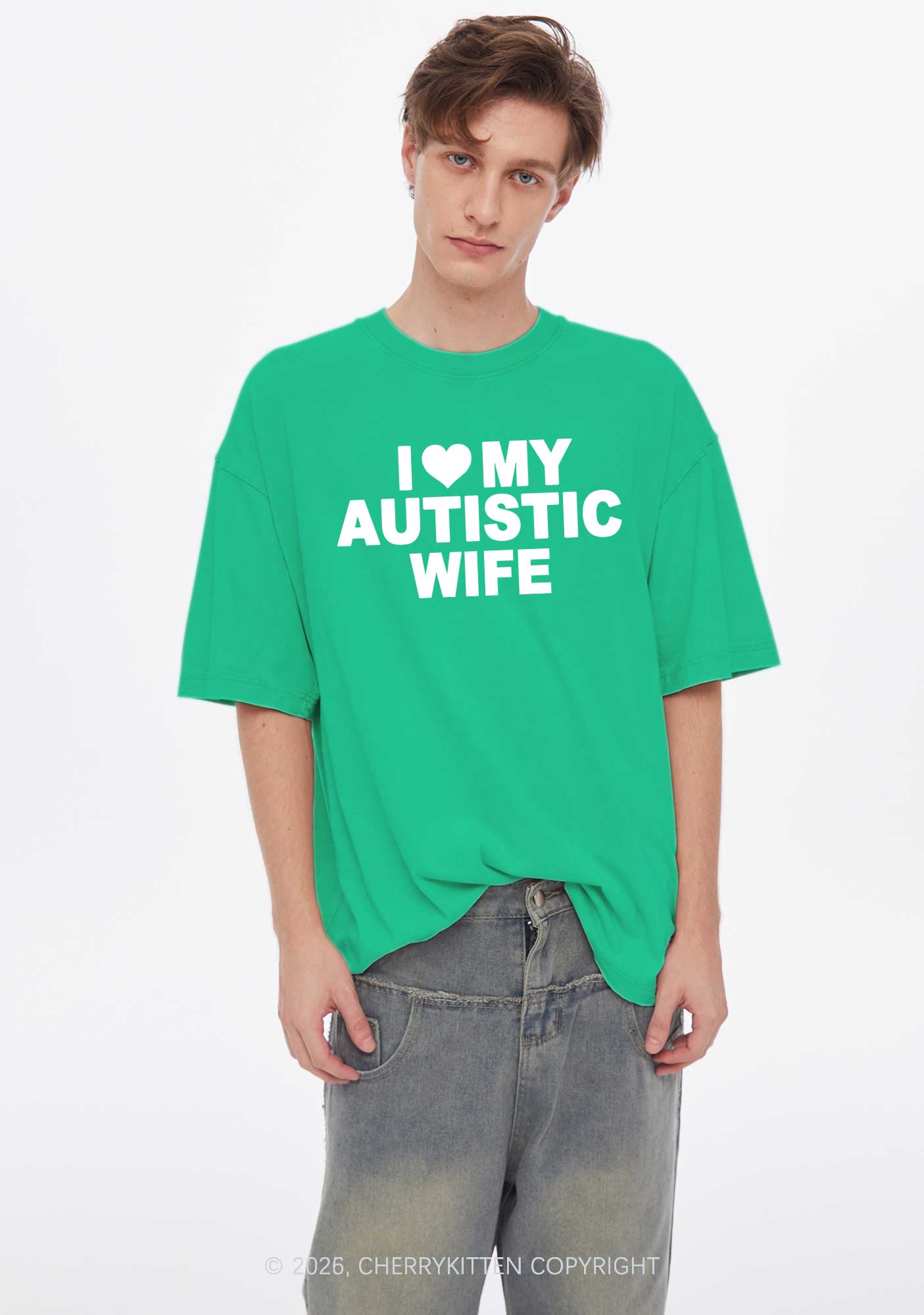 I Love My Autistic Wife Y2K Shirts Washed Tee Cherrykitten