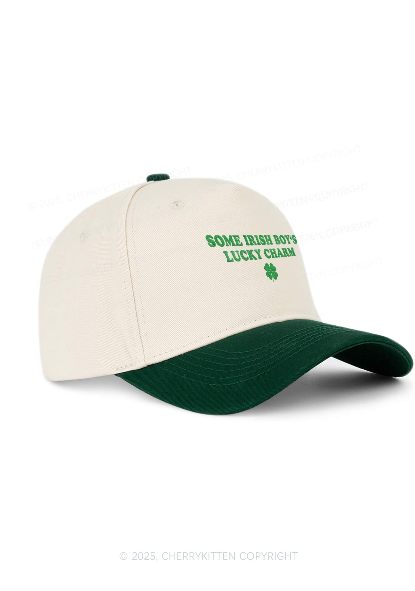 Embroidered Irish Boys Lucky Charm St Patricks Y2K Color Block Baseball Cap Cherrykitten