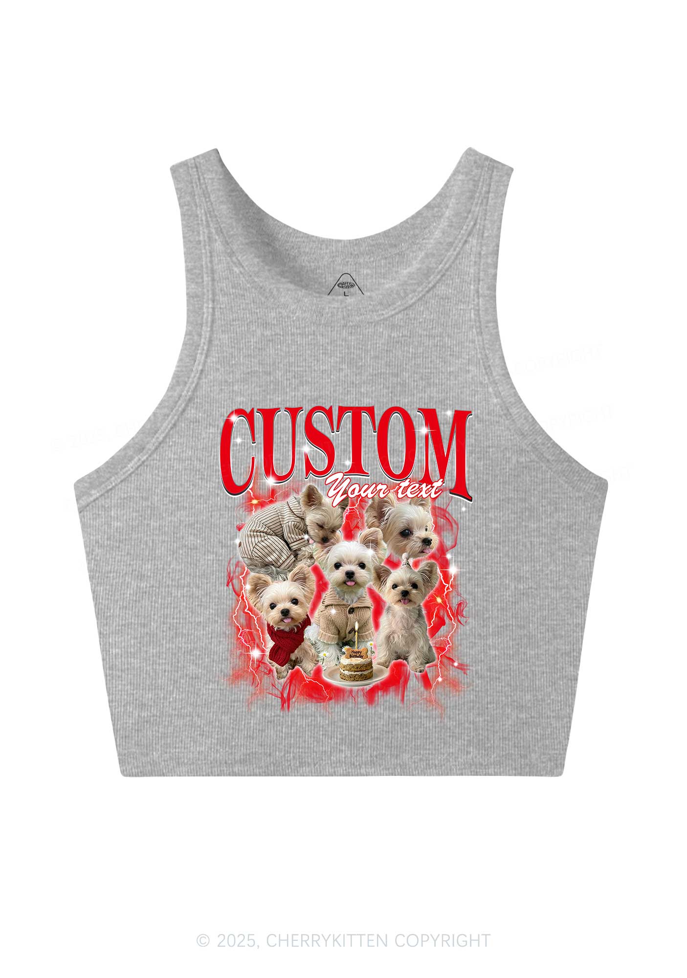 Custom Sparkle Dog Photo Y2K Crop Tank Top Cherrykitten