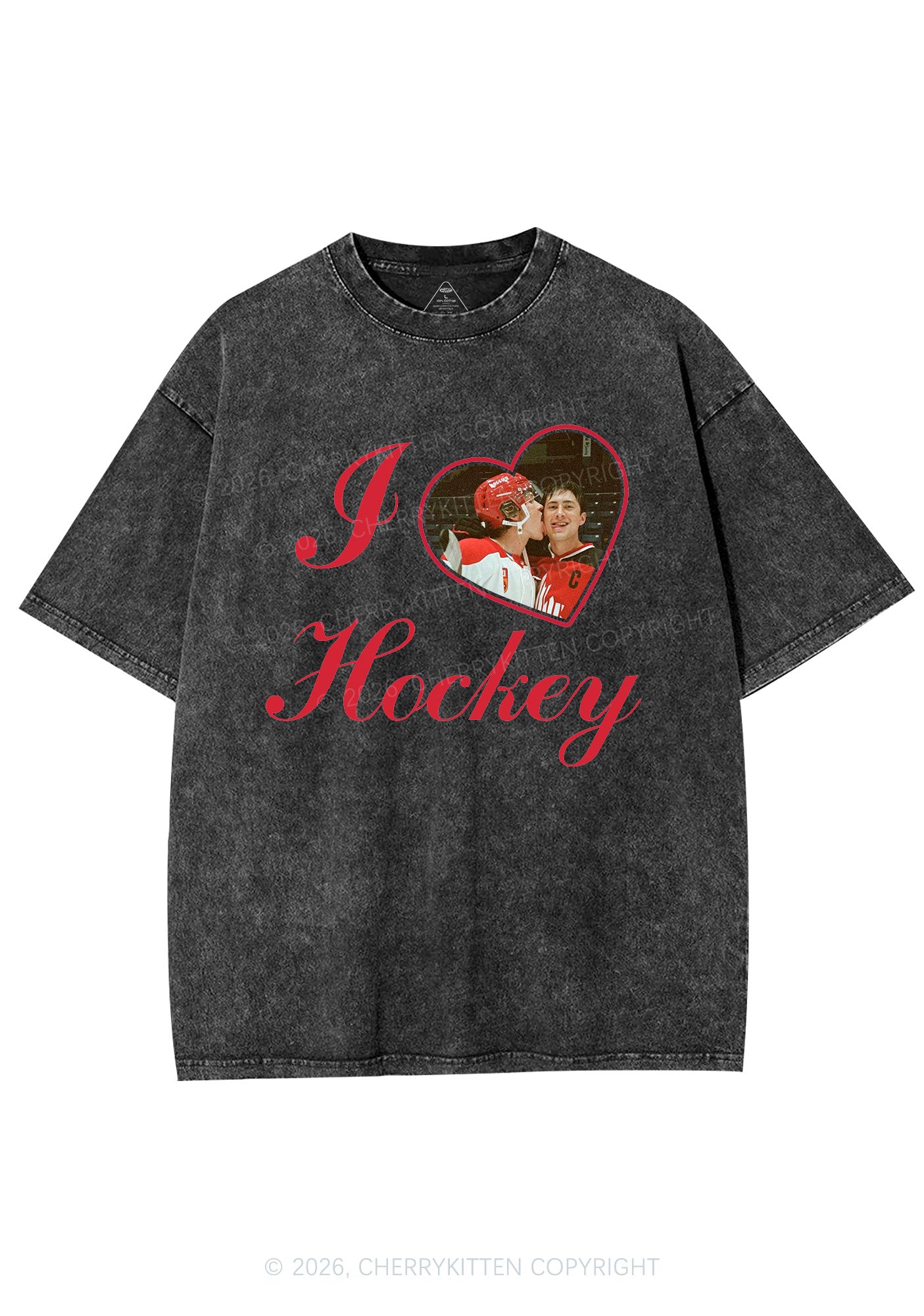I Love Hockey HR Y2K Shirts Washed Tee Cherrykitten