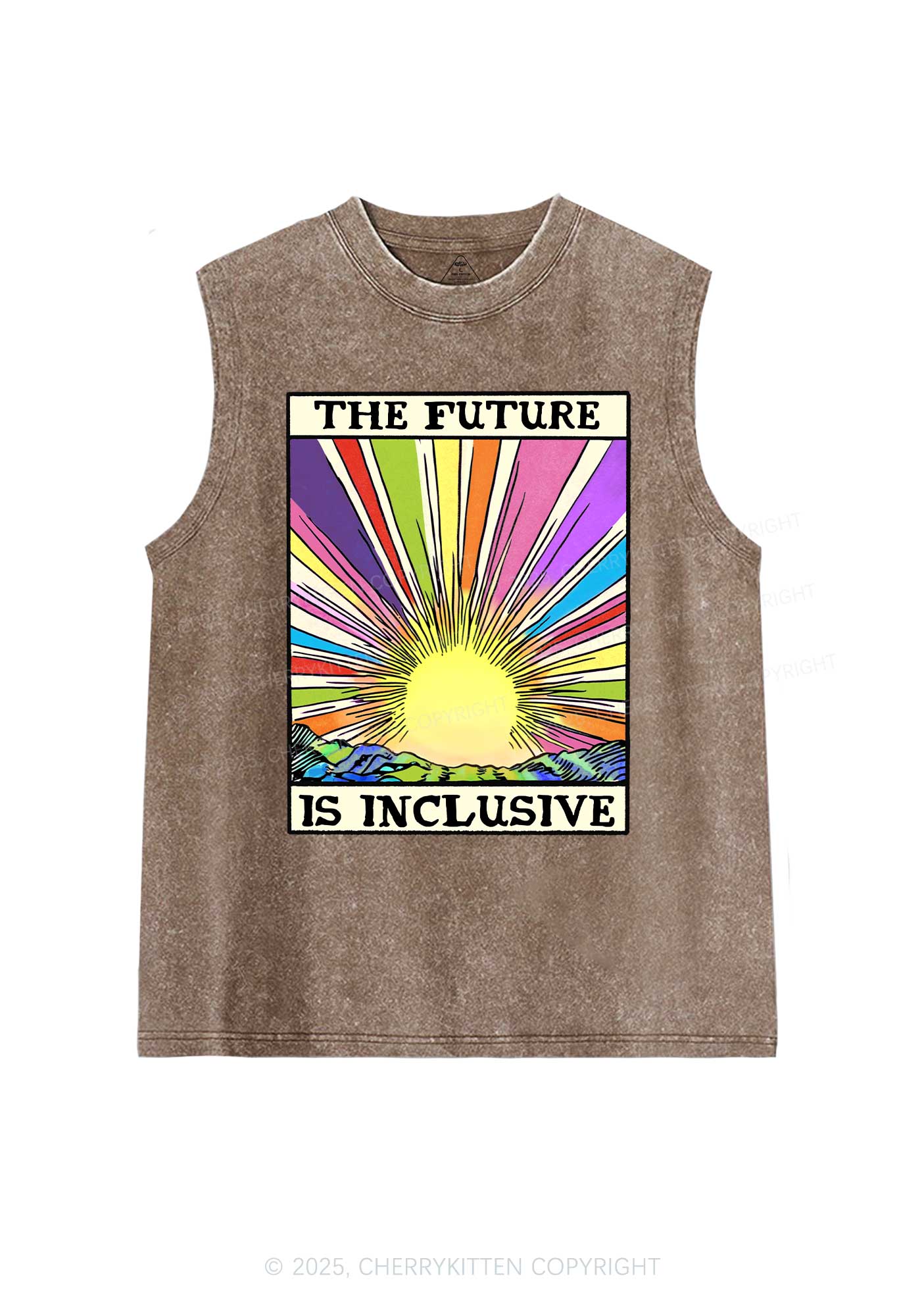 The Future Is Inclusive Pride Y2K Washed Muscle Tank Cherrykitten