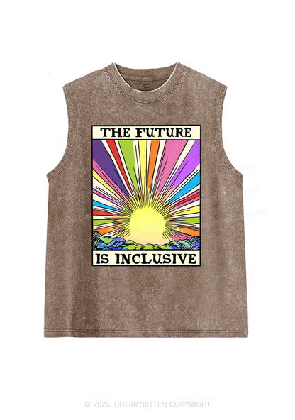 The Future Is Inclusive Pride Y2K Washed Muscle Tank Cherrykitten