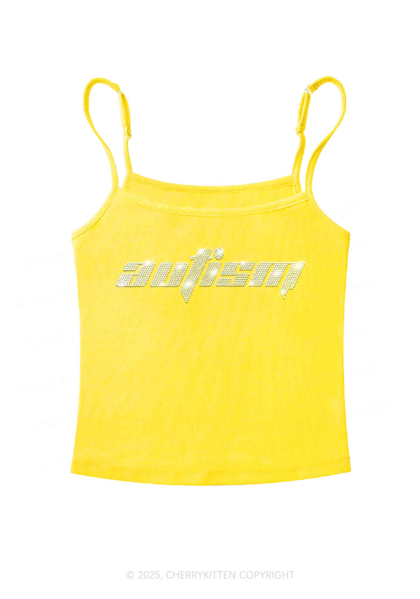 Rhinestone Autism Y2K Spaghetti Strap Cami Cherrykitten