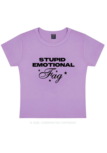 Stupid Emotional Fag Pride Y2K Baby Tee Cherrykitten