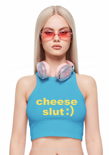 Cheese Slxt Y2K Crop Tank Top Cherrykitten