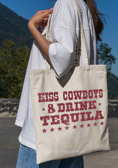 Kiss Cowboys Y2K Canvas Tote Bag Cherrykitten