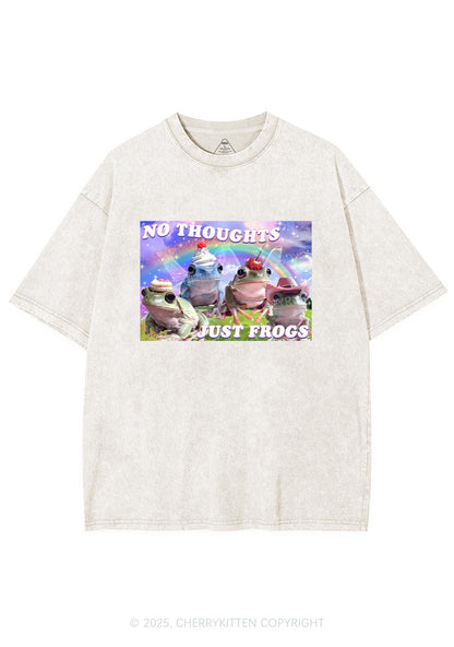 No Thoughts Just Frogs Y2K Shirts Washed Tee Cherrykitten