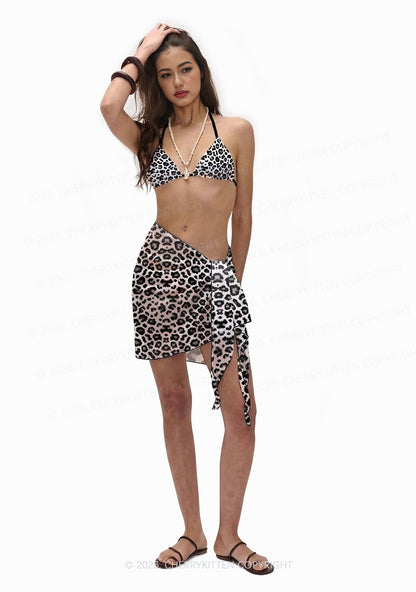 Black White Leopard Y2K Print Bikini Set Cherrykitten