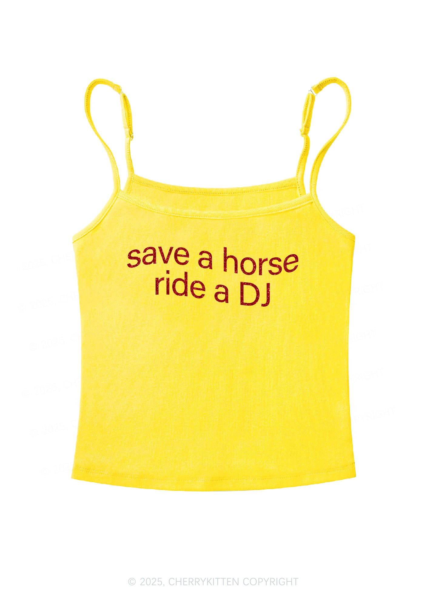 Glitter Ride A DJ Y2K Spaghetti Strap Cami Cherrykitten
