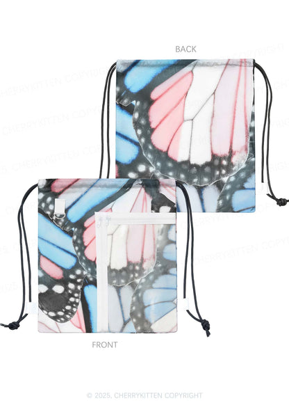 Trans Butterfly Wing Pride Y2K Drawstring Itabag Backpack Cherrykitten