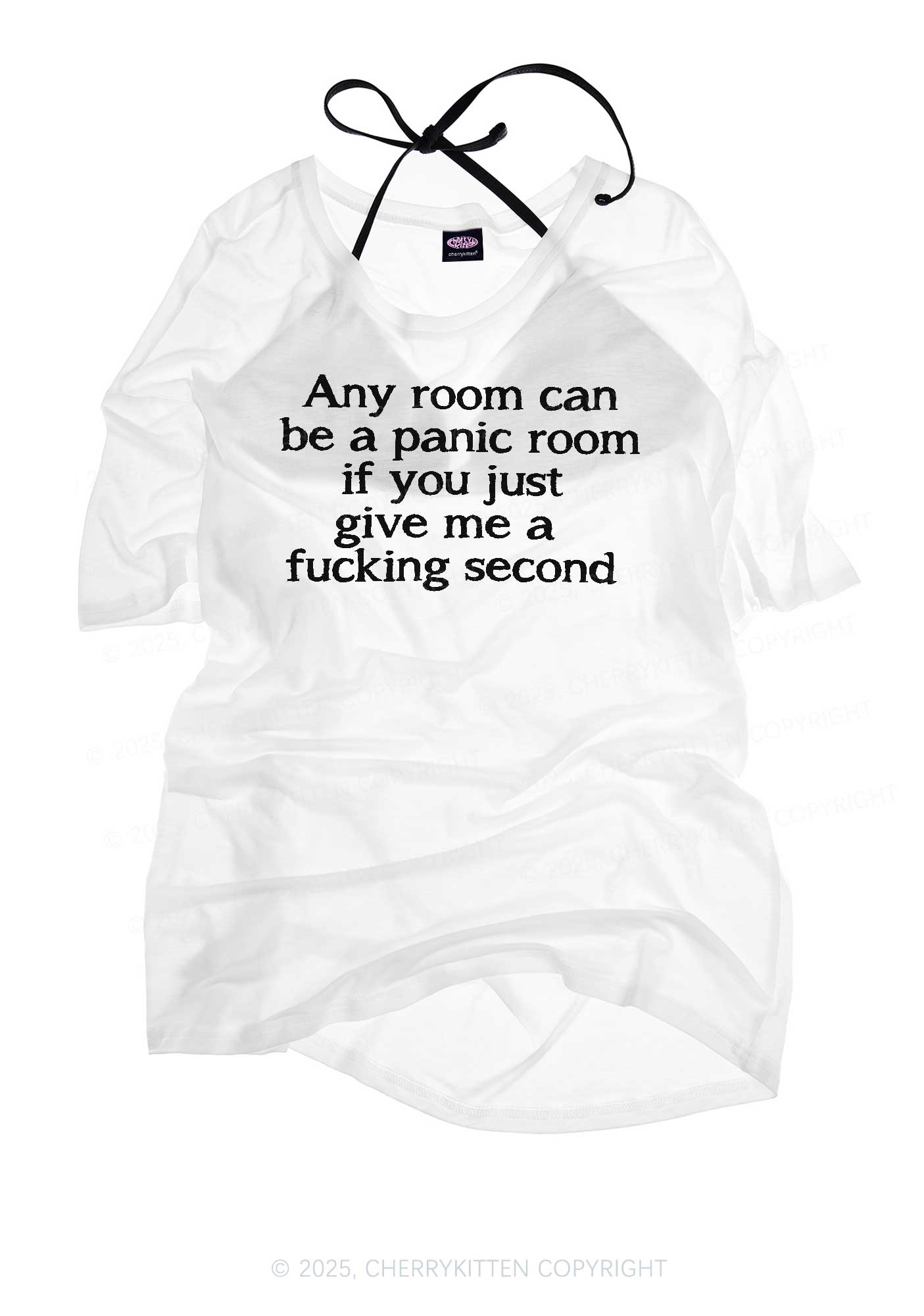 Any Room Can Be Panic Y2K Sheer Boyfriend Tee Cherrykitten