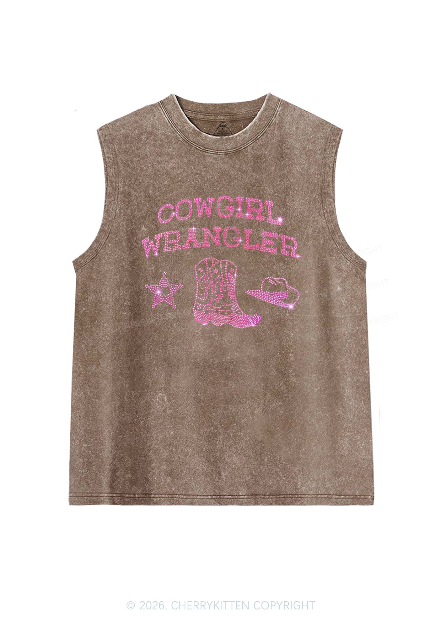 Rhinestone Cowgirl Wrangler Boots Pride Y2K Washed Muscle Tank Cherrykitten