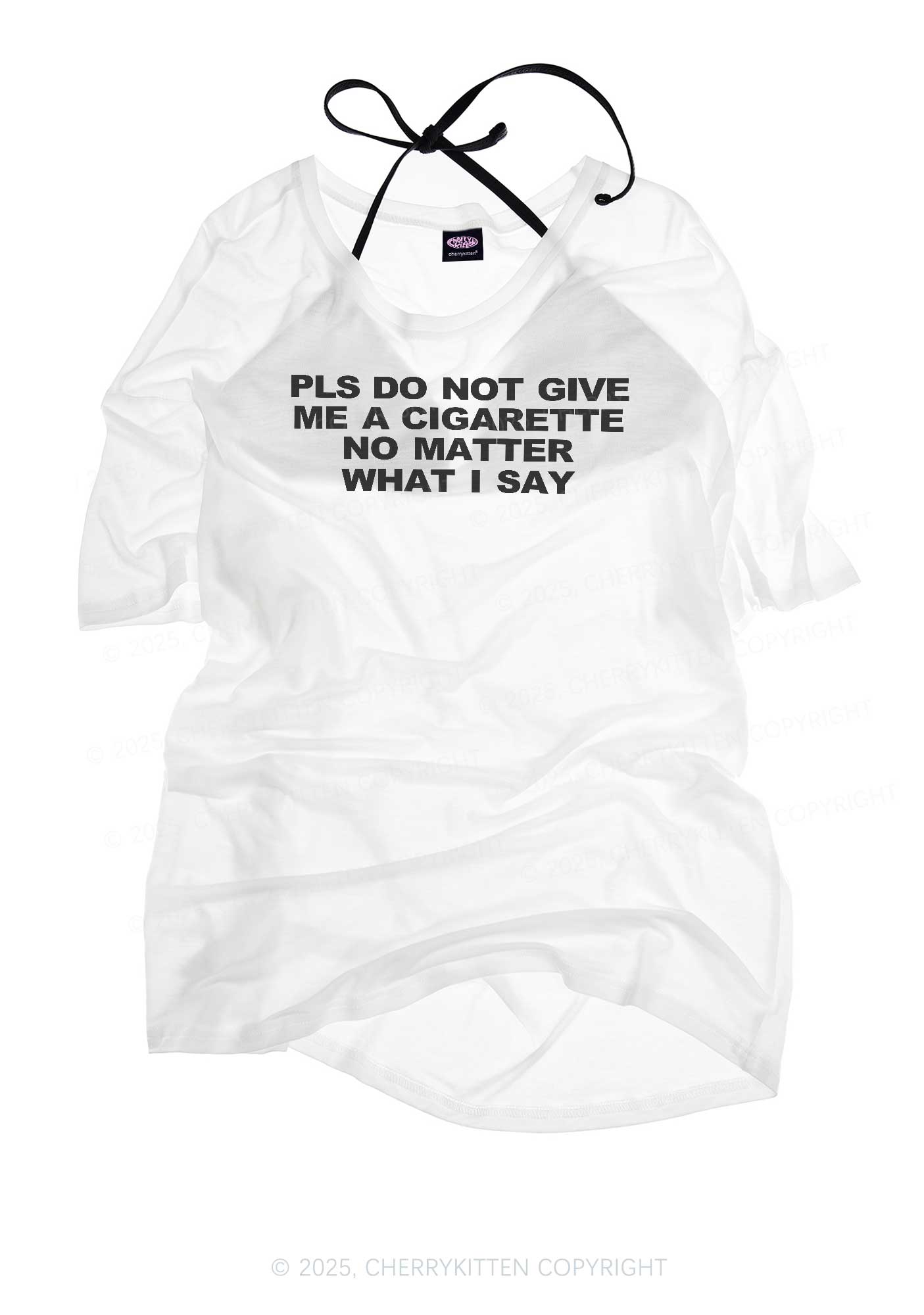 Don't Give Me Cigarette Y2K Sheer Boyfriend Tee Cherrykitten