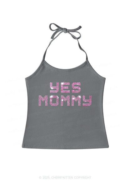 Rhinestone Yes Mommy Y2K Halter Neck Cami Cherrykitten