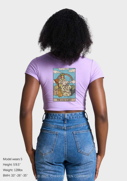 The Cat Lady Two Sides Y2K Baby Tee Cherrykitten