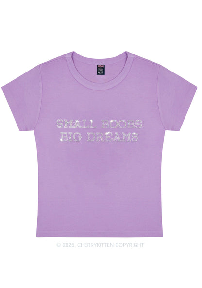 Rhinestone Small But Big Dreams Y2K Baby Tee Cherrykitten