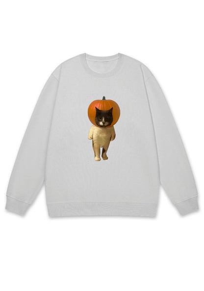 Pumpkin Head Cat Halloween Y2K Sweatshirt Cherrykitten