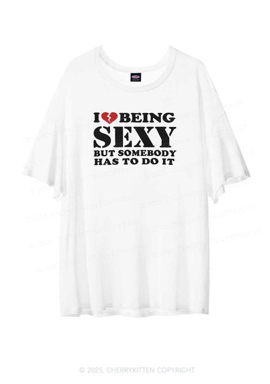 Being Sexy Tough Y2K Sheer Boyfriend Tee Cherrykitten
