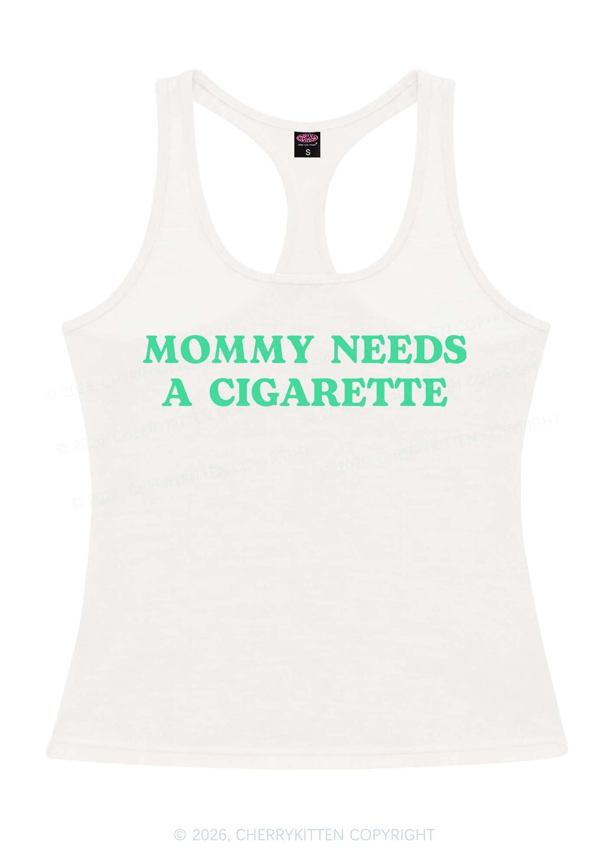 Mommy Needs A Cigarette Y2K Women Racerback Tank Top Cherrykitten