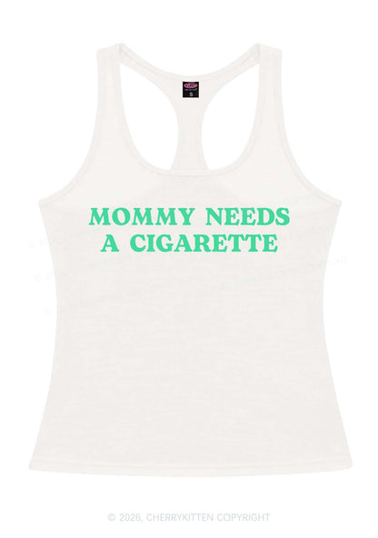 Mommy Needs A Cigarette Y2K Women Racerback Tank Top Cherrykitten