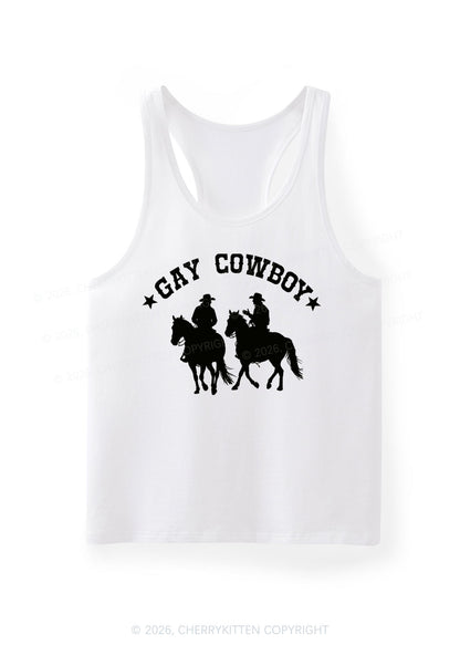 Gay Cowboy Pride Y2K Men Racerback Tank Top Cherrykitten