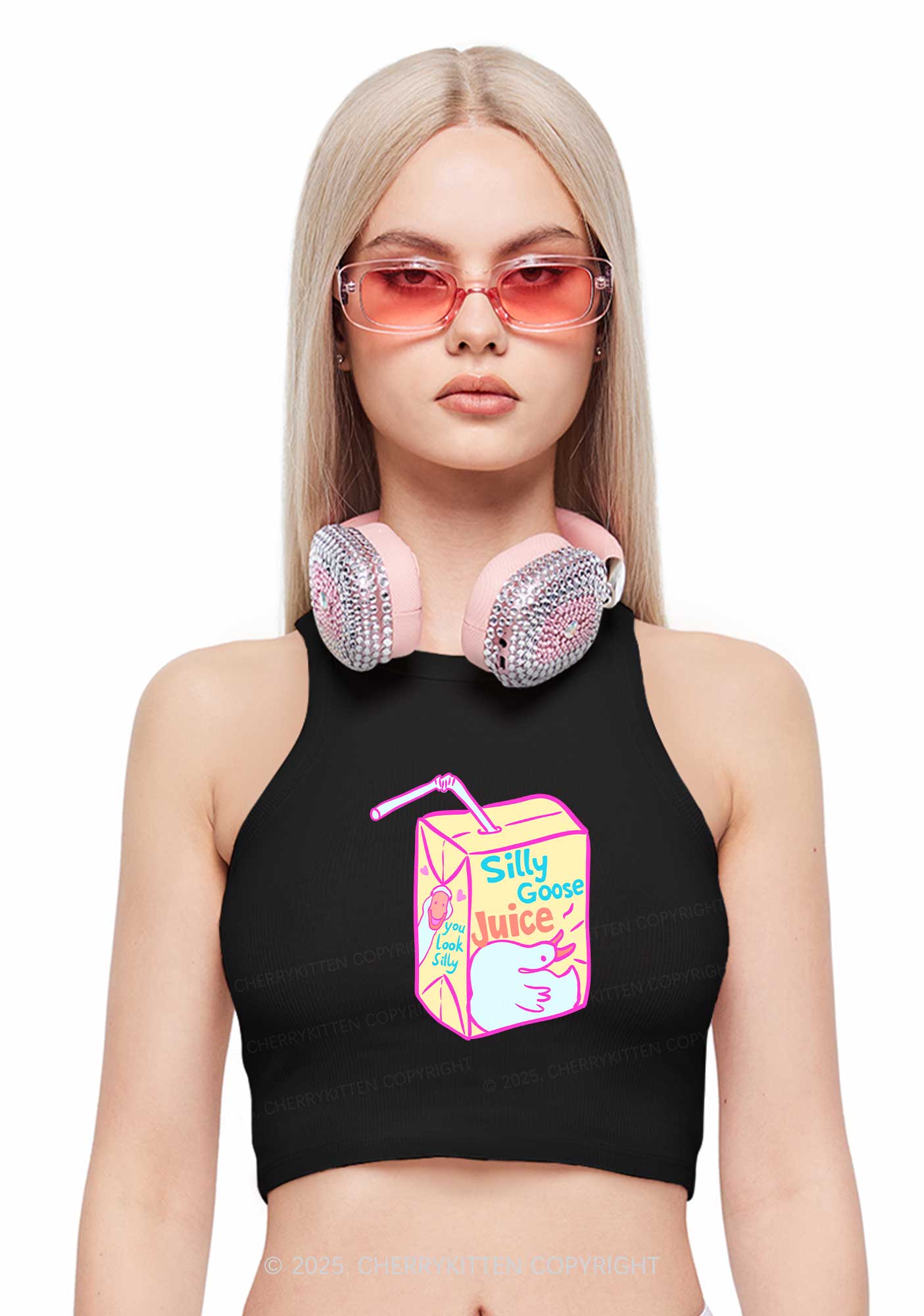 Look Silly Goose Juice Y2K Crop Tank Top Cherrykitten