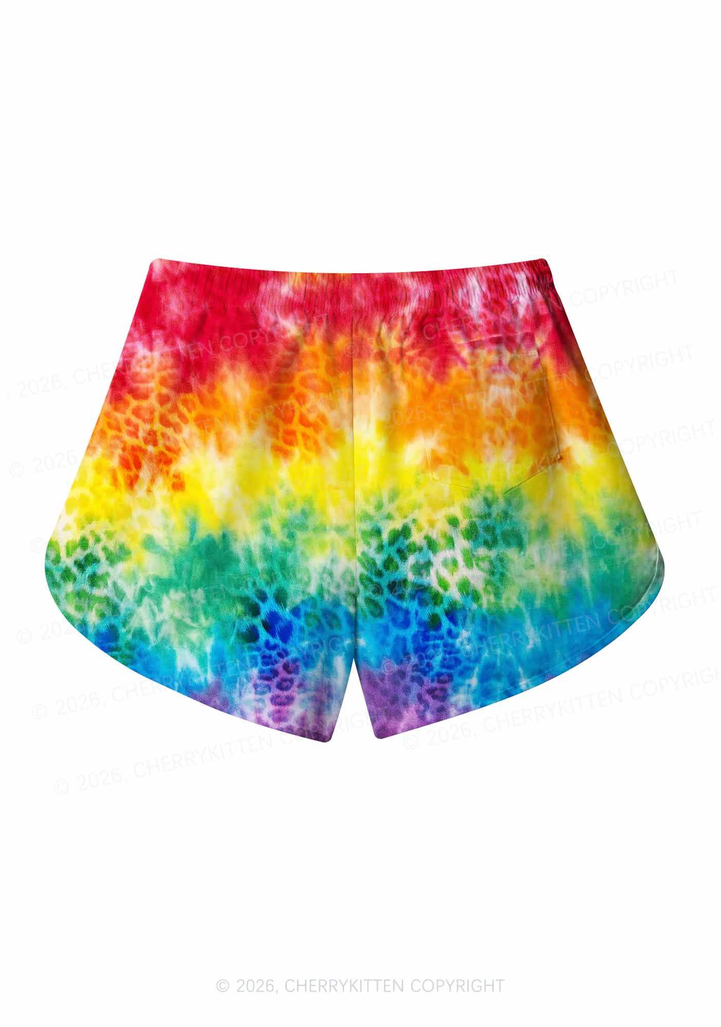 Rainbow Leopard Tie Dye Pride Y2K Print Men Beach Shorts Cherrykitten
