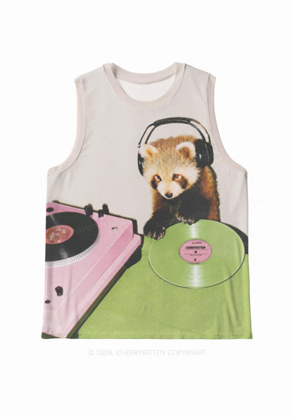 Red Panda DJ Y2K Mesh Muscle Tank Cherrykitten