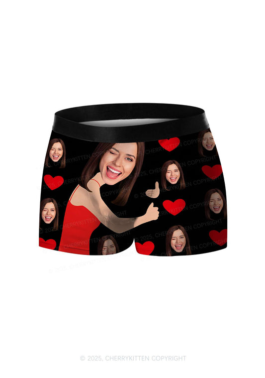 Custom Portrait Red Hearts Y2K Print Men Boxer Briefs Cherrykitten