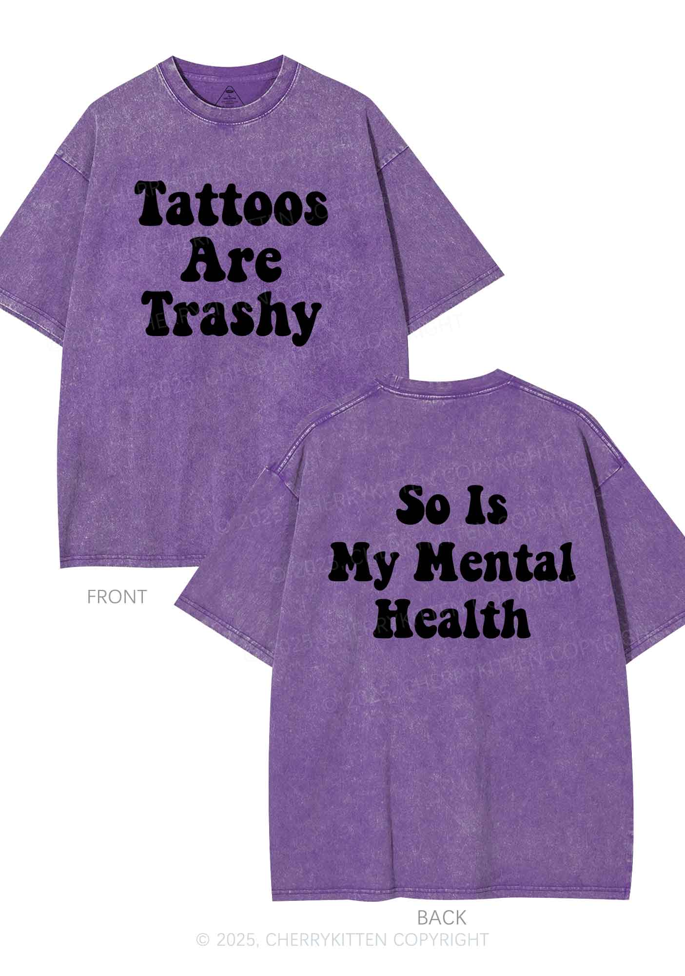 Tattoos Trashy Two Sides Y2K Shirts Washed Tee Cherrykitten