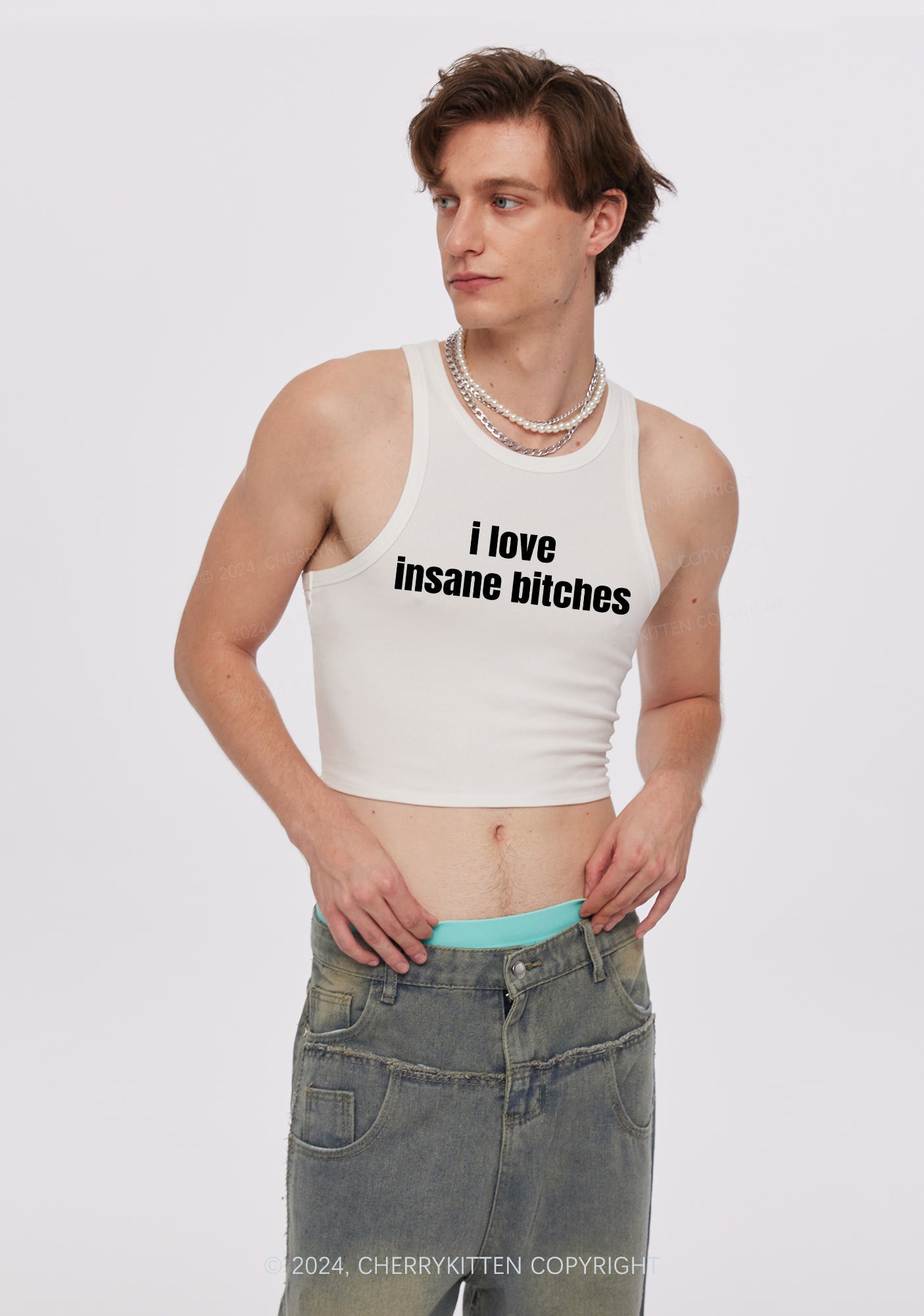 I Love Insane Bxxches Y2K Valentine's Day Crop Tank Top Cherrykitten