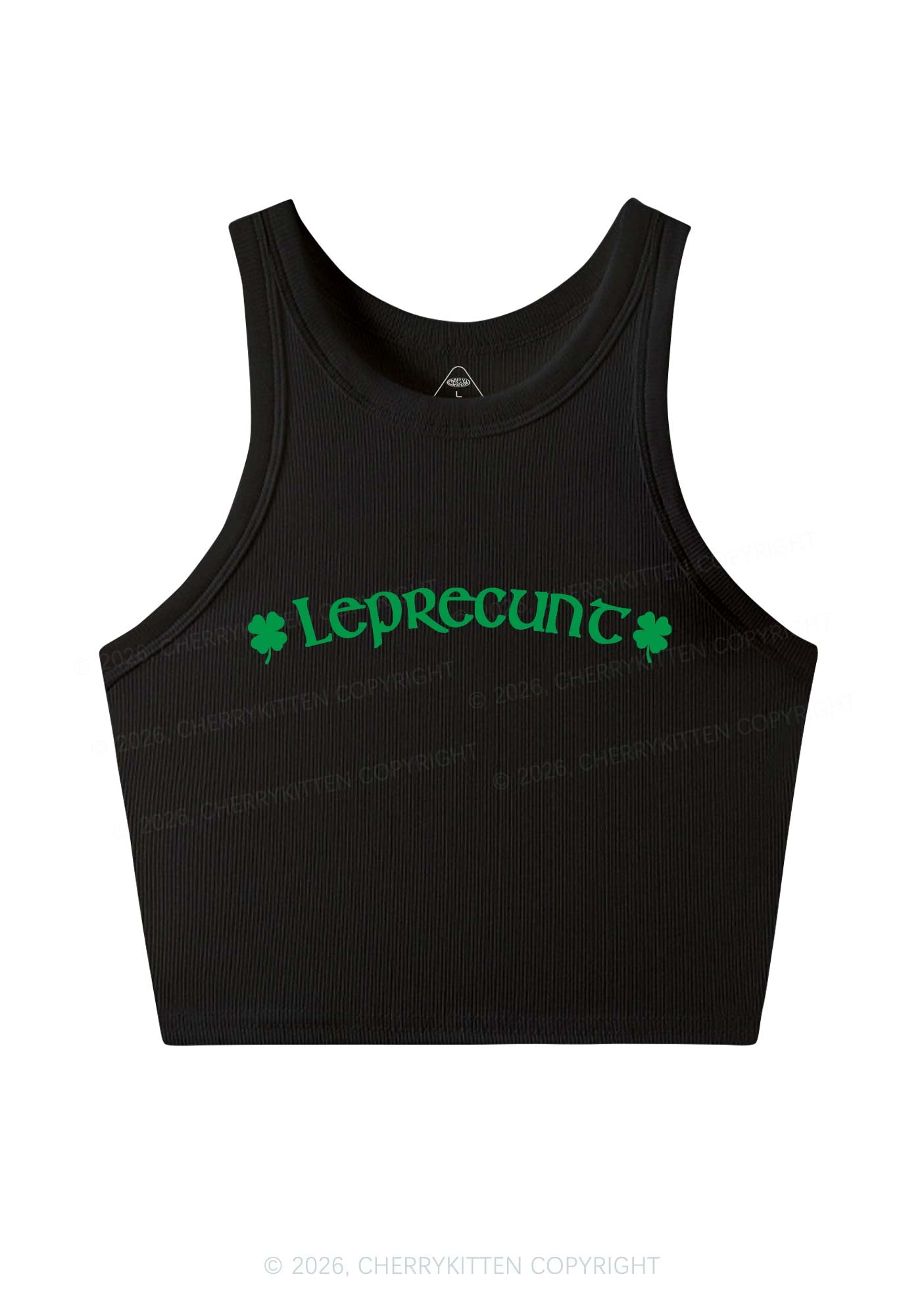 Leprecunt St Patricks Y2K Crop Tank Top Cherrykitten