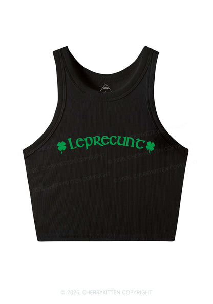 Leprecunt St Patricks Y2K Crop Tank Top Cherrykitten