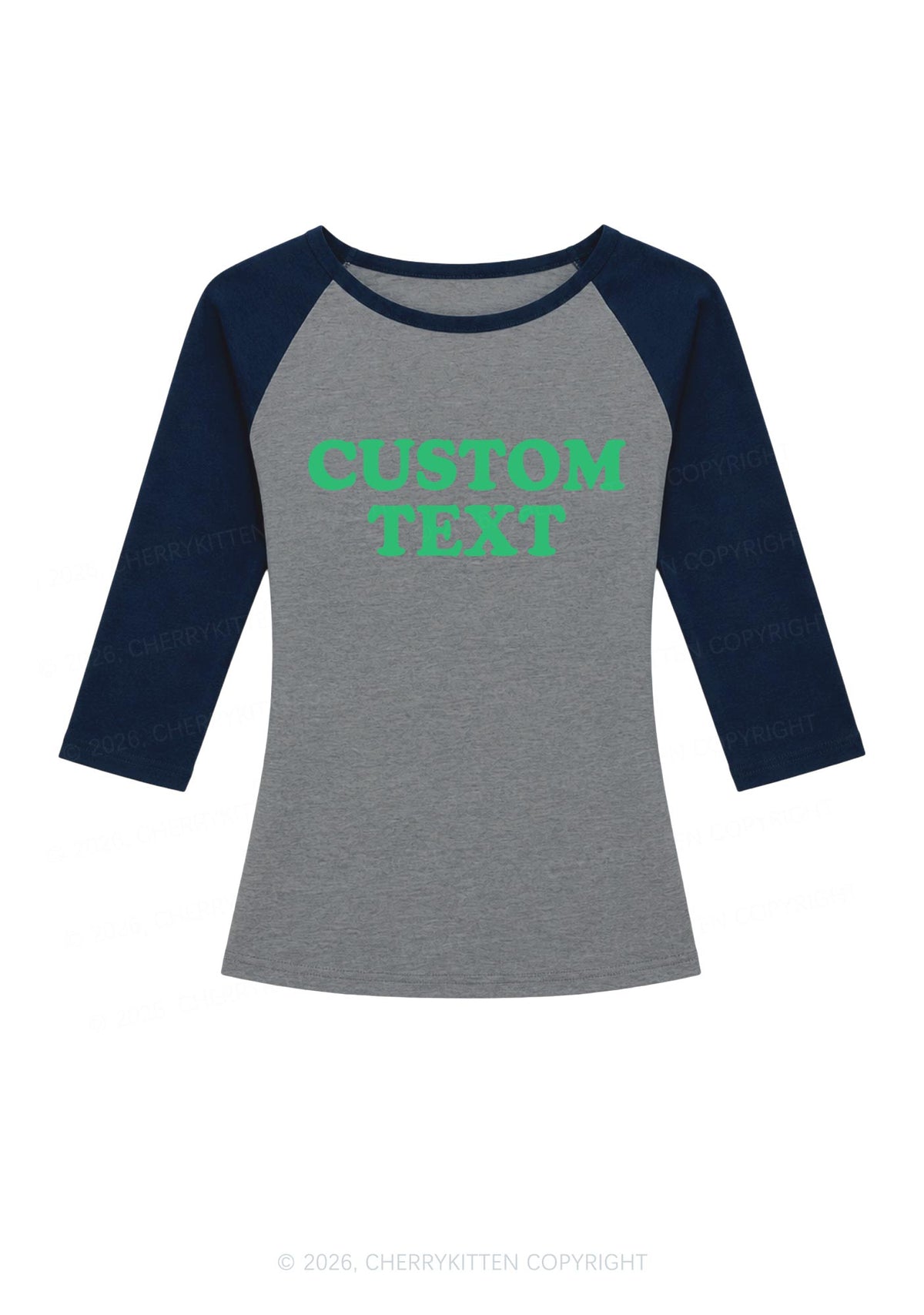 Custom Personalized Text Y2K Raglan Sleeve Crop Top Cherrykitten