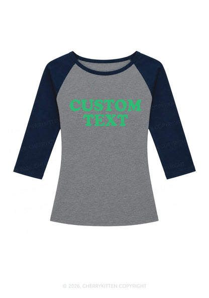 Custom Personalized Text Y2K Raglan Sleeve Crop Top Cherrykitten