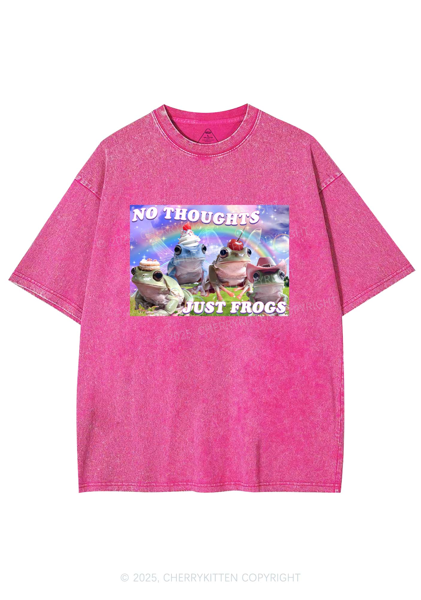 No Thoughts Just Frogs Y2K Shirts Washed Tee Cherrykitten